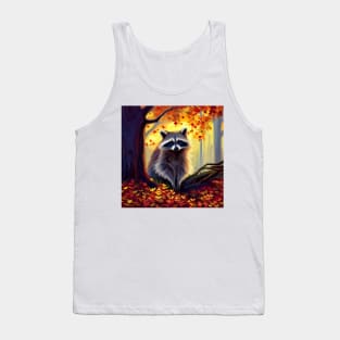 Woodland Autumn Raccoon Tank Top